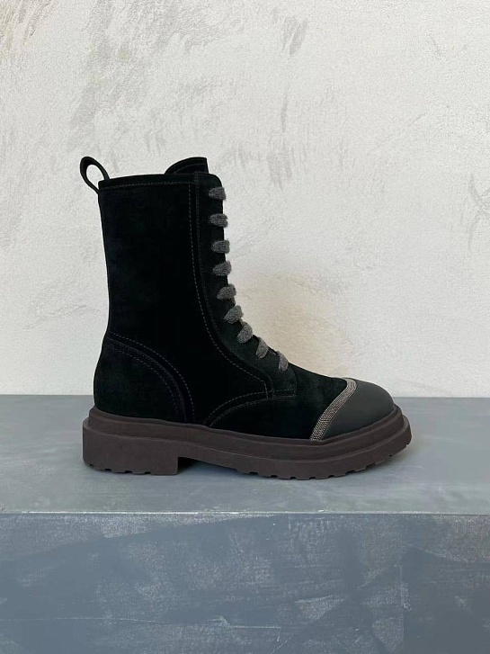 Женские замшевые ботинки Brunello Cucinelli Premium - Green