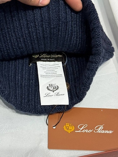 Шапка Loro Piana premium logo-embroidered - Navy   