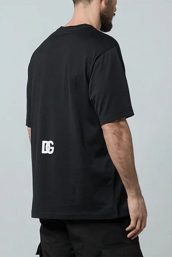 Мужская чёрная футболка Dolce & Gabbana logo-print   