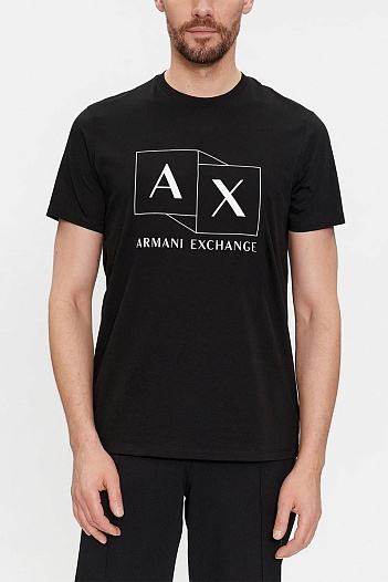 Футболка чёрного цвета Armani Exchange logo-print   