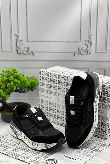 Мужские замшевые кроссовки Premiata Moe Run - Black   