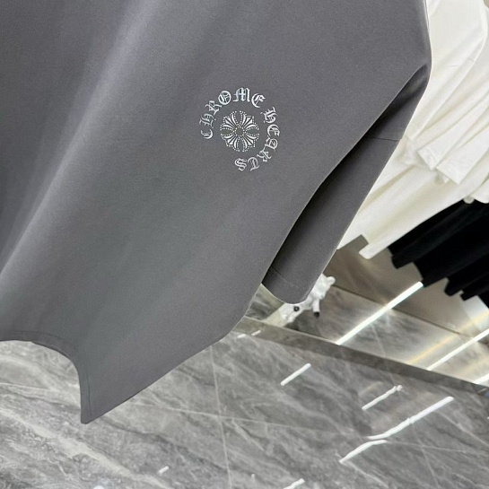 Серая оверсайз футболка Chrome Hearts Premium