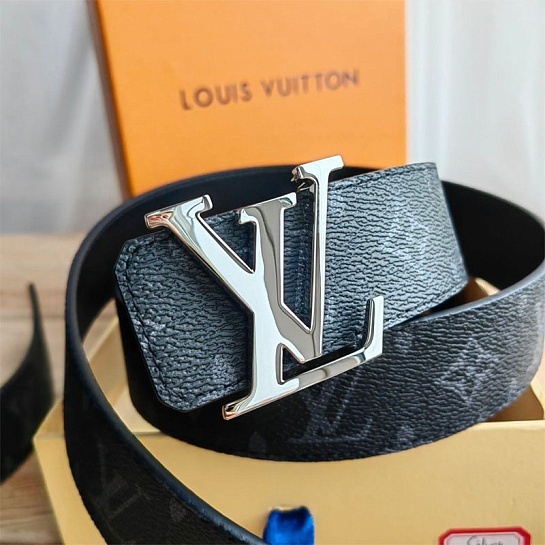 Кожаный ремень Louis Vuitton Monogram Eclipse (ширина 4 см)