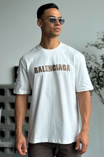 Мужская оверсайз футболка Balenciaga белого цвета   