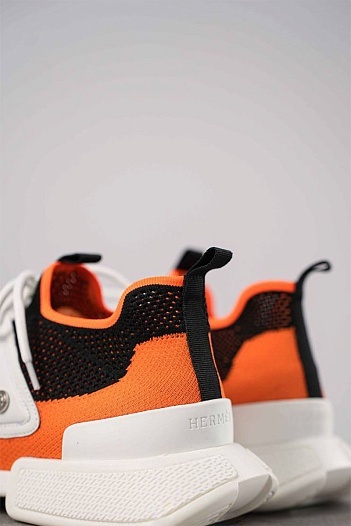 Мужские текстильные кроссовки Hermes Expert - Black / Orange   