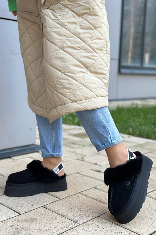 Замшевые женские слиперы с мехом UGG Funkette Platform