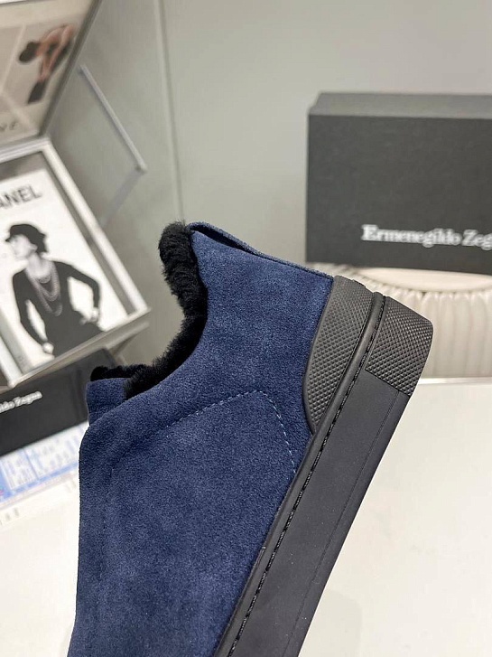Кроссовки с мехом Ermenegildo Zegna Triple Stitch - Navy