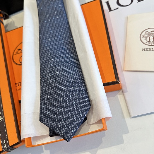 Галстук Hermes geometric logo-print premium - Navy   