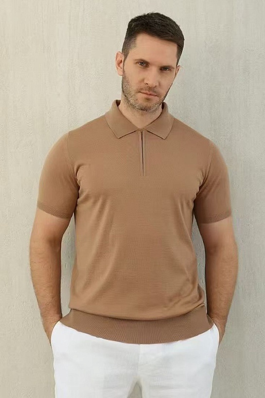 Мужское коричневое поло Loro Piana premium