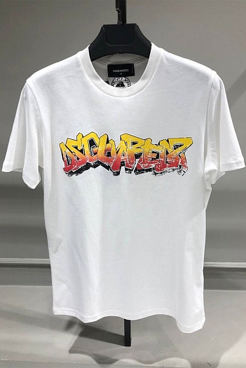 Мужская белая футболка Dsquared2 logo-print   