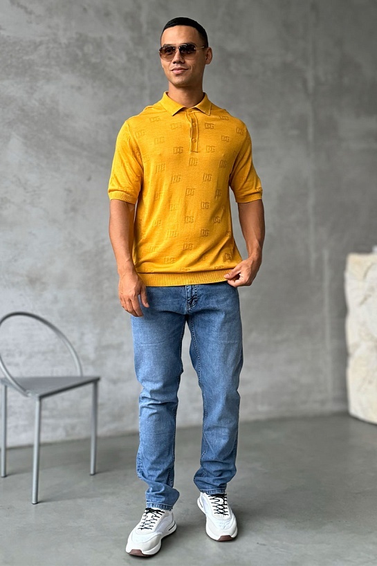 Мужское поло Dolce & Gabbana monogram all-over - Yellow