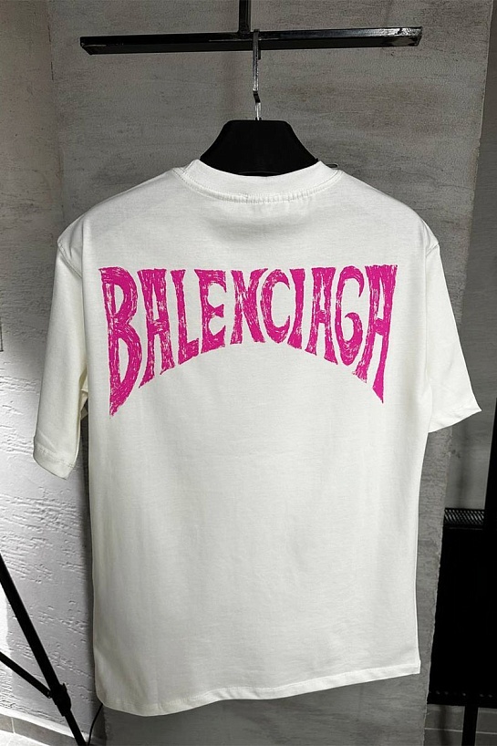Мужская белая футболка Balenciaga Paris Tropical