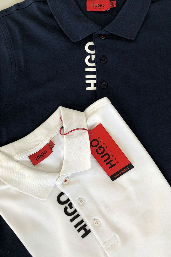 Белое мужское поло Hugo Boss