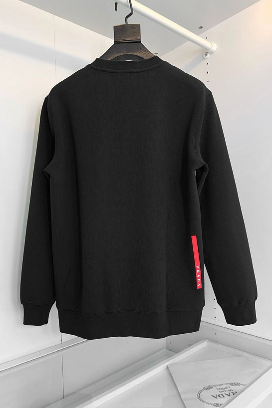 Мужской чёрный свитшот Prada logo-embroidered