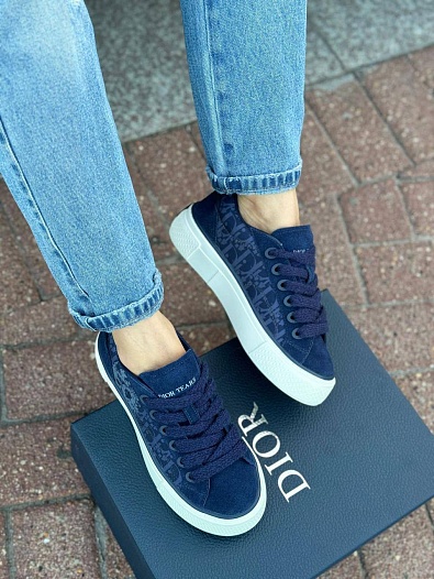 Женские комбинированные кроссовки Dior - Navy   