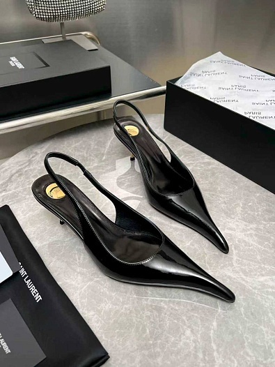 Женские кожаные туфли на каблуке Yves Saint Laurent premium   