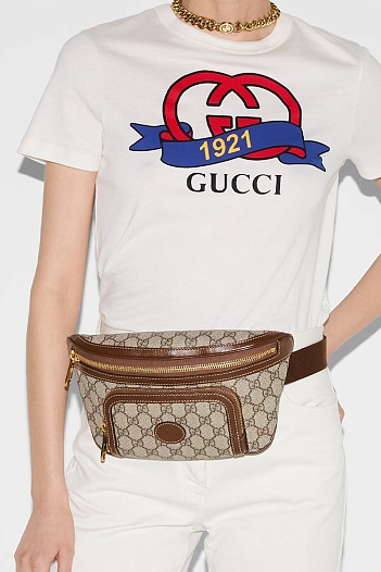 Сумка на пояс Gucci Interlocking G 23x12x2.5 см - Brown   