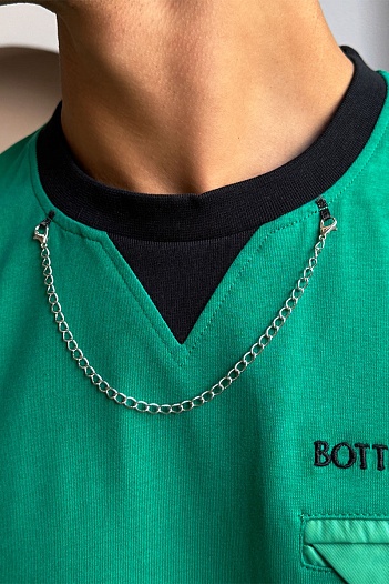 Зелёная оверсайз футболка Bottega Veneta Chain   