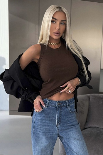 Женская коричневая майка Loro Piana premium    