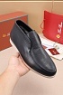 Кожаные лоферы с мехом Loro Piana Open Walk - Navy