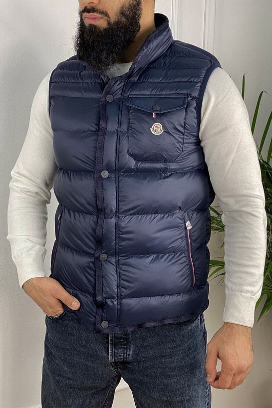 Мужской жилет тёмно-синего цвета Moncler logo-patch