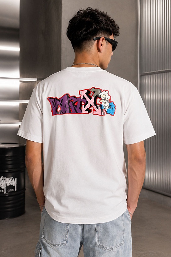 Белая оверсайз футболка Off-White wizard-print