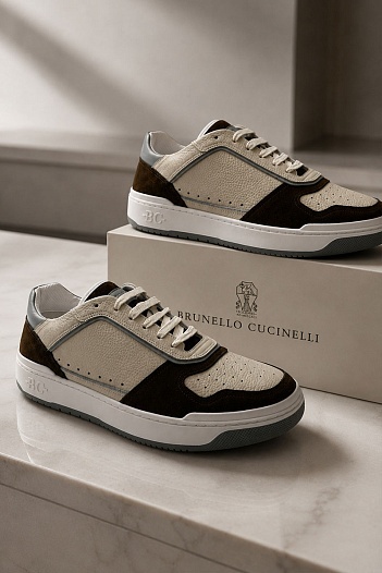 Мужские комбинированные кроссовки Brunello Cucinelli   