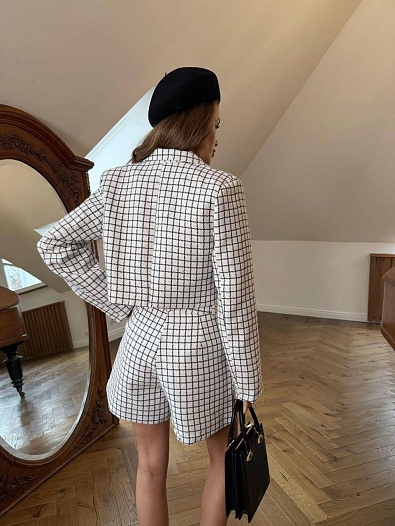 Женский костюм в клетку MIU MIU premium - White   