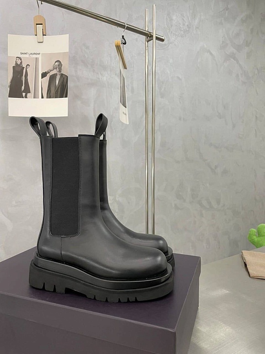 Женские кожаные ботинки Bottega Veneta Premium - Black