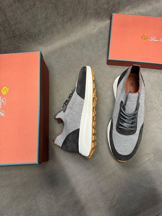 Мужские кроссовки Loro Piana knitted - Grey