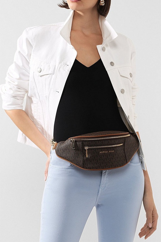 Кожаная поясная сумка Michael Kors Mott 33x16 см - Brown