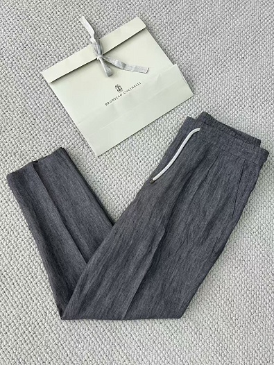 Льняные брюки Brunello Cucinelli Premium - Grey   