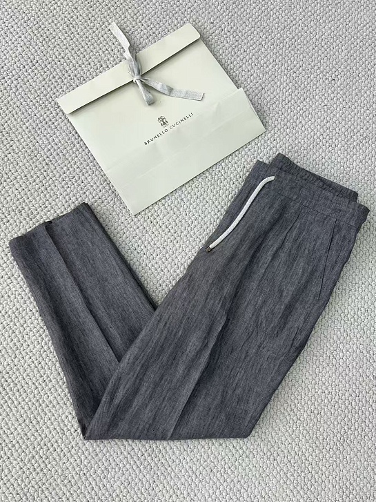 Льняные брюки Brunello Cucinelli Premium - Grey