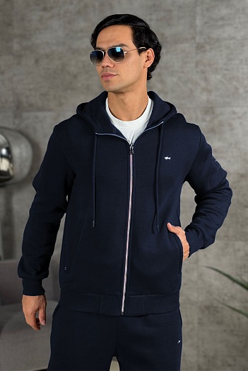 Утеплённая кофта на флисе Paul & Shark тёмно-синего цвета   