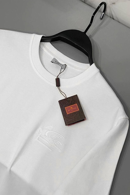 Футболка белого цвета Etro Pegaso embroidery