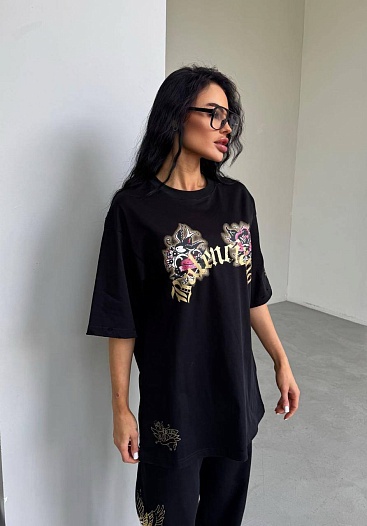 Женская чёрная оверсайз футболка Balenciaga   