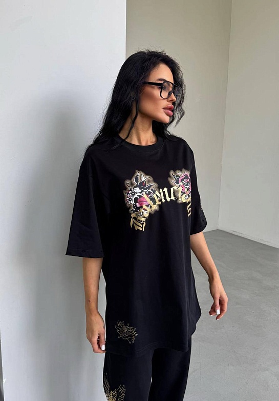 Женская чёрная оверсайз футболка Balenciaga