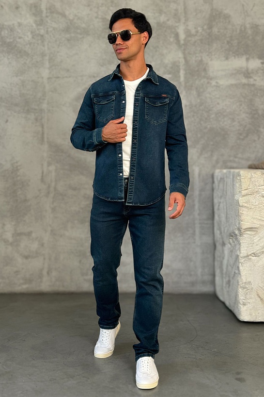 Джинсовая рубашка Loro Piana тёмно-синего цвета