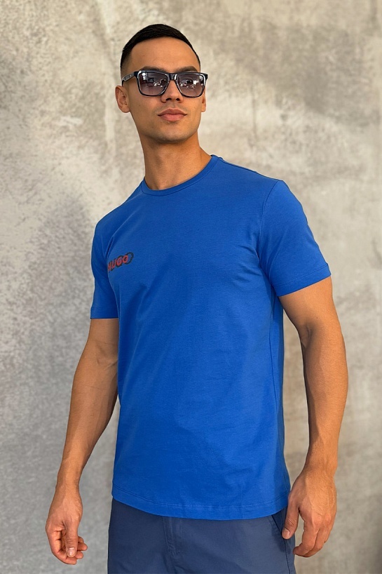 Мужская синяя футболка Hugo Boss logo print