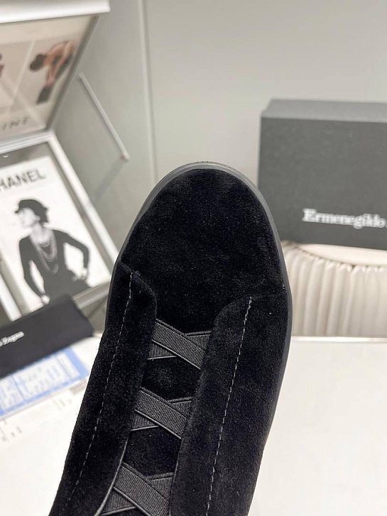 Кроссовки с мехом Ermenegildo Zegna Triple Stitch low-top - Black