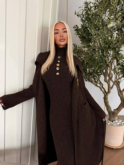 Женский костюм двойка Schiaparelli Premium - Coffee   