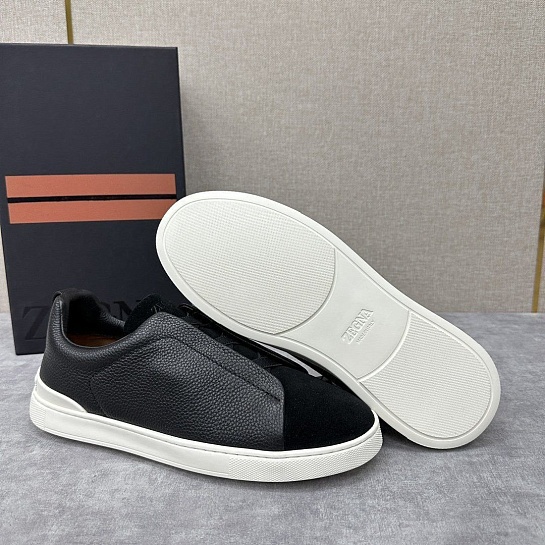 Мужские кроссовки Ermenegildo Zegna Triple Stitch Leather - Black