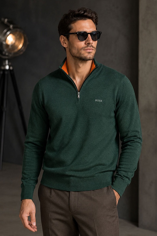 Мужской джемпер Hugo Boss quarter zip - Green