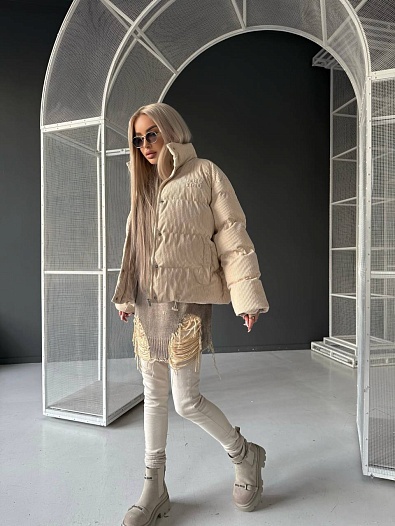 Женская бежевая вельветовая куртка MIU MIU   