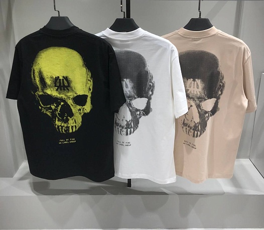 Белая оверсайз футболка 44 Label Group skull   