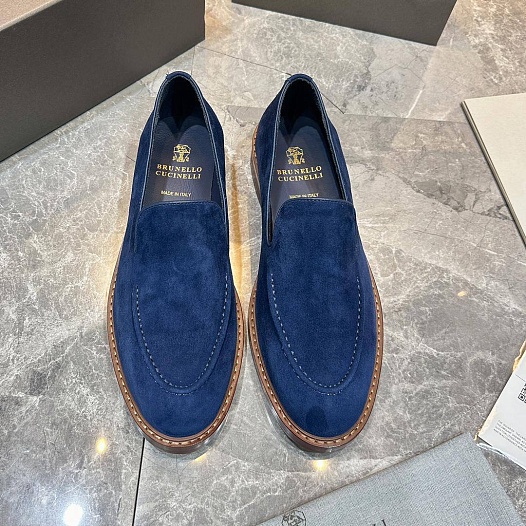 Замшевые лоферы Brunello Cucinelli - Navy   