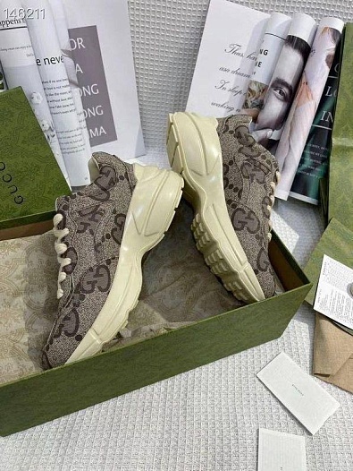 Женские кроссовки GG Gucci Rhyton - Brown   