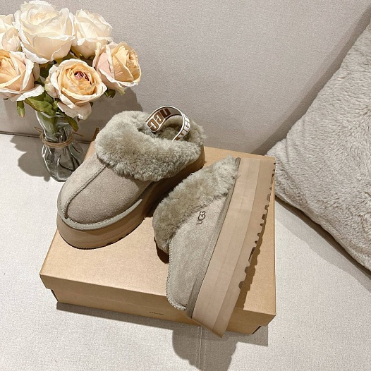 Замшевые женские слиперы с мехом UGG Funkette Platform