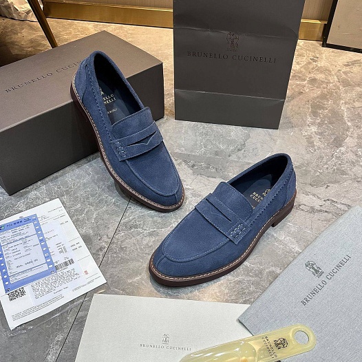 Мужские замшевые лоферы Brunello Cucinelli Premium   