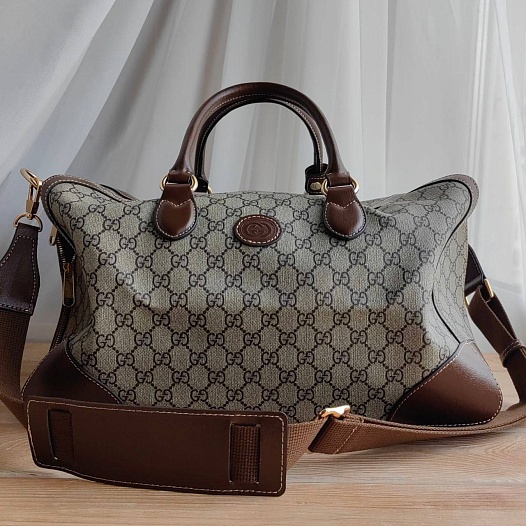 Дорожная сумка Gucci Interlocking G Duffle Bag in Beige 40x25 см   